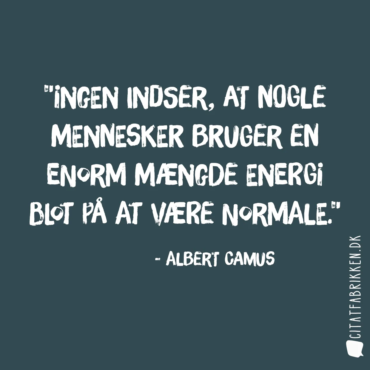 Ingen indser, at nogle mennesker bruger en enorm mængde energi blot på at være normale.