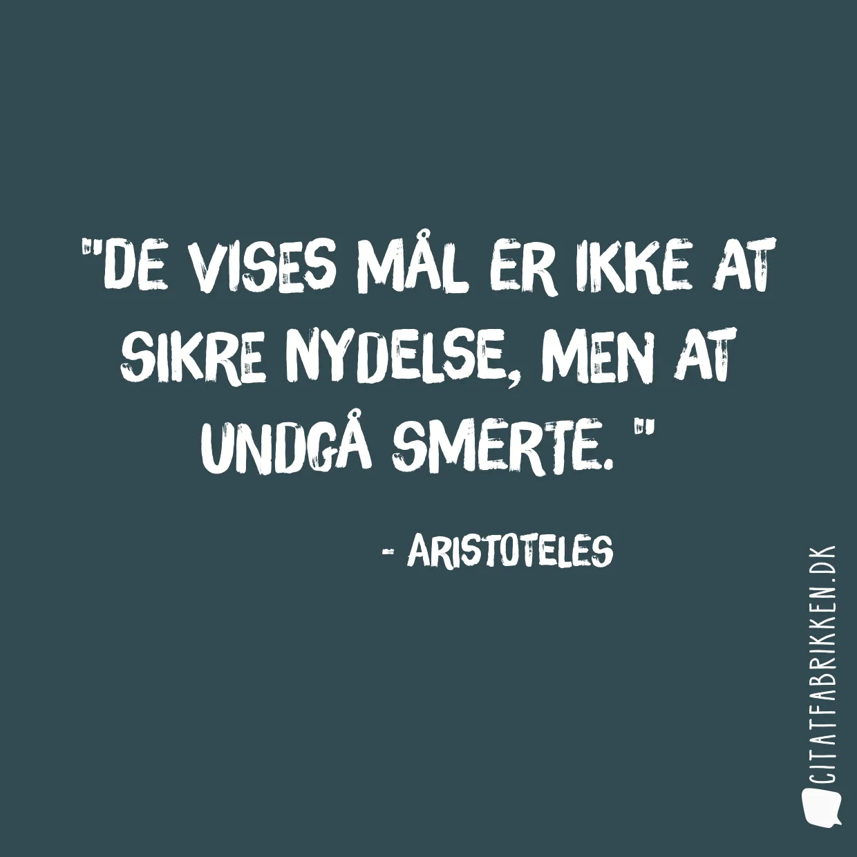 De vises mål er ikke at sikre nydelse, men at undgå smerte. 