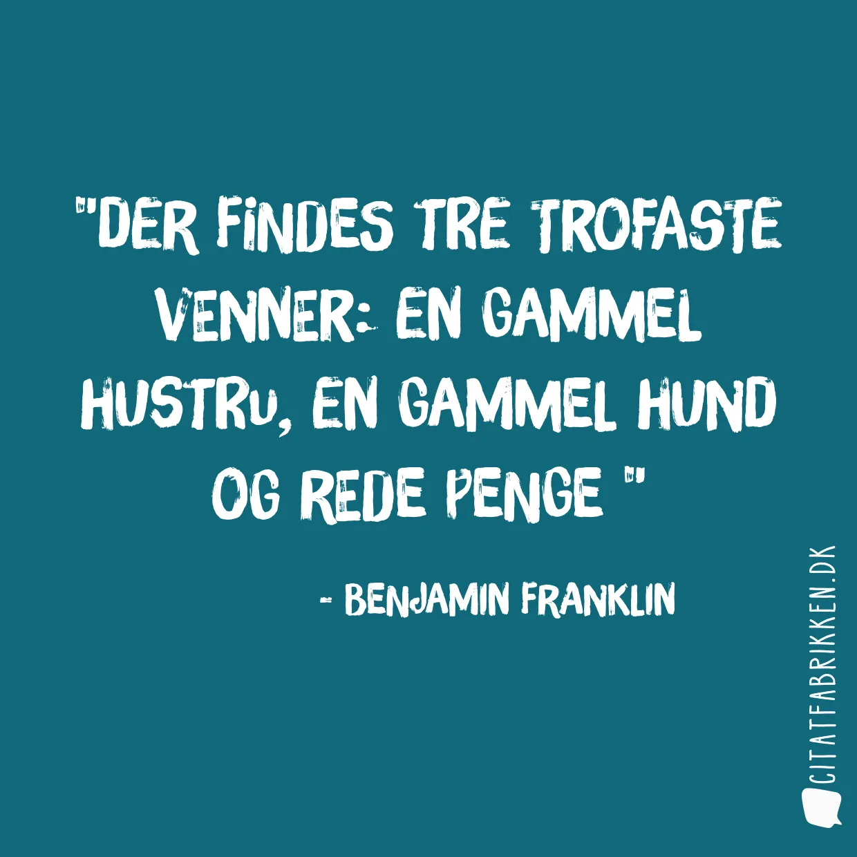 Der findes tre trofaste venner: en gammel hustru, en gammel hund og rede penge 