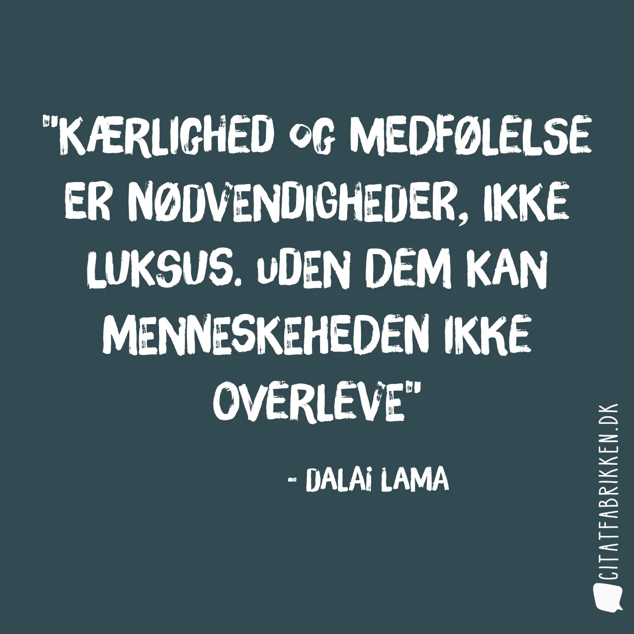 Kærlighed og medfølelse er nødvendigheder, ikke luksus. Uden dem kan menneskeheden ikke overleve