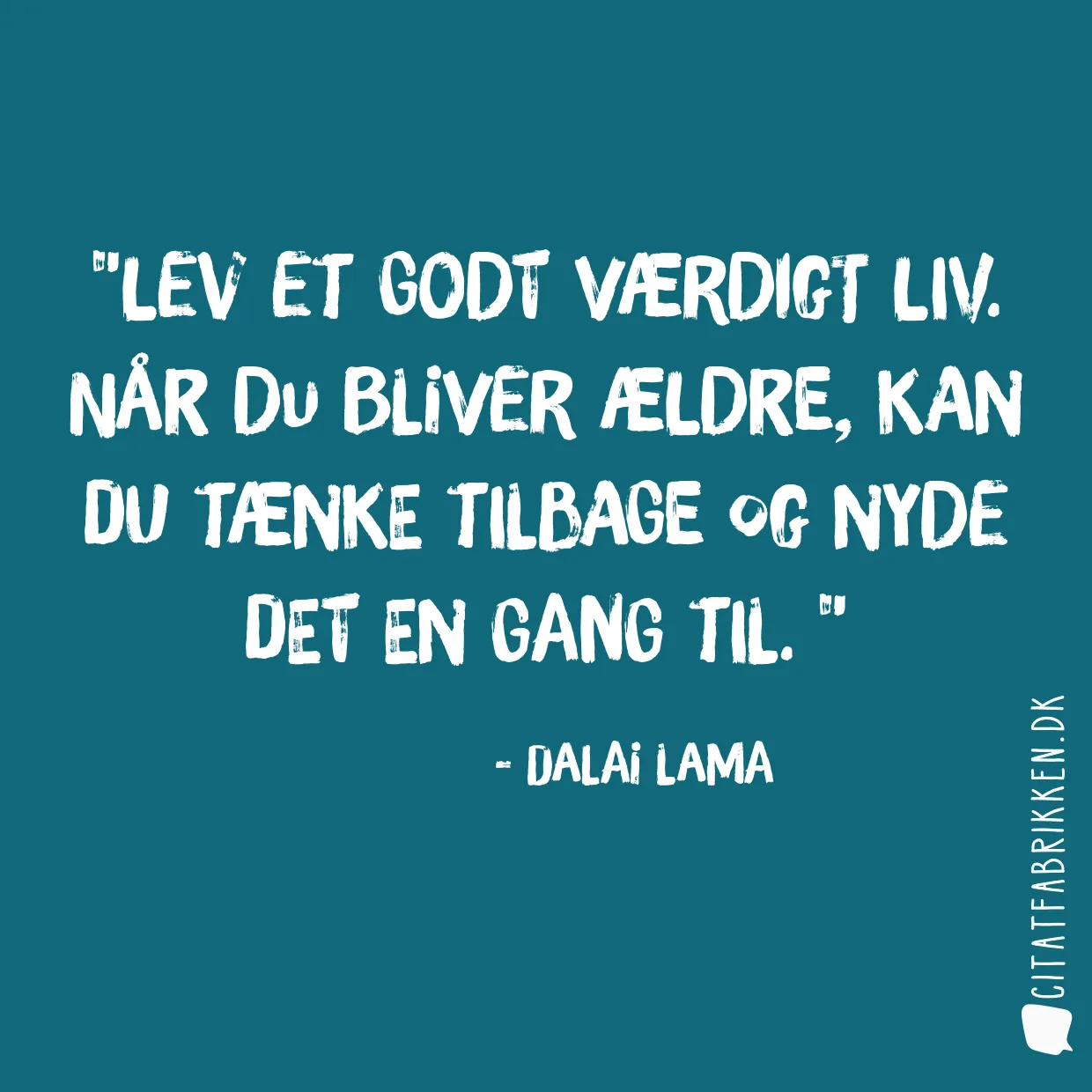 Lev et godt værdigt liv. Når du bliver ældre, kan du tænke tilbage og nyde det en gang til. 