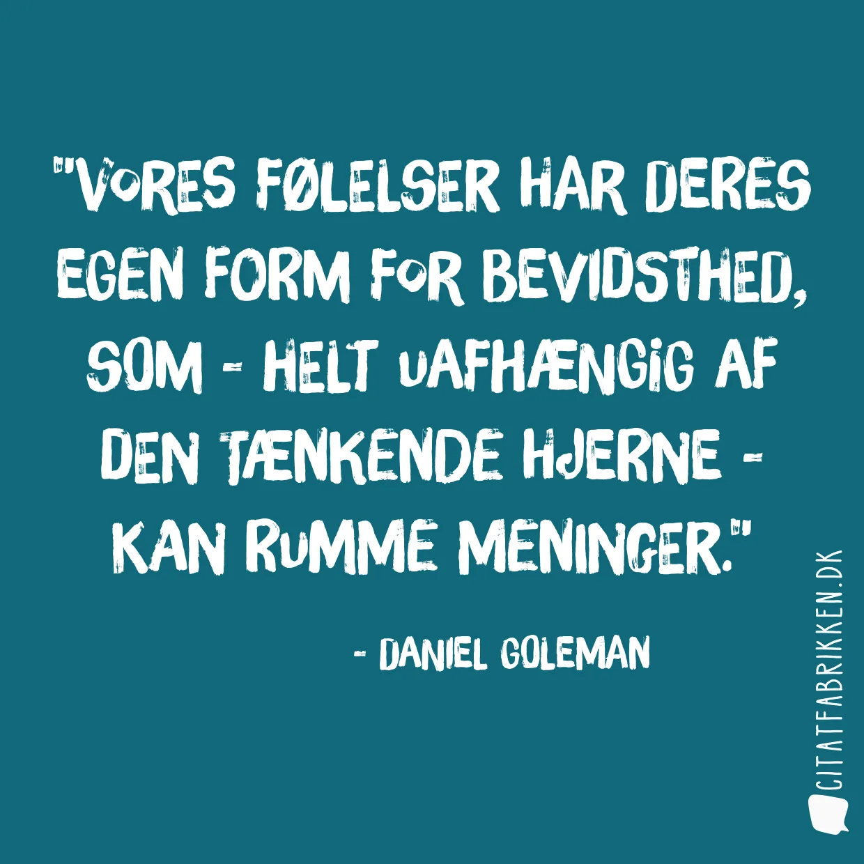 Vores følelser har deres egen form for bevidsthed, som - helt uafhængig af den tænkende hjerne - kan rumme meninger.