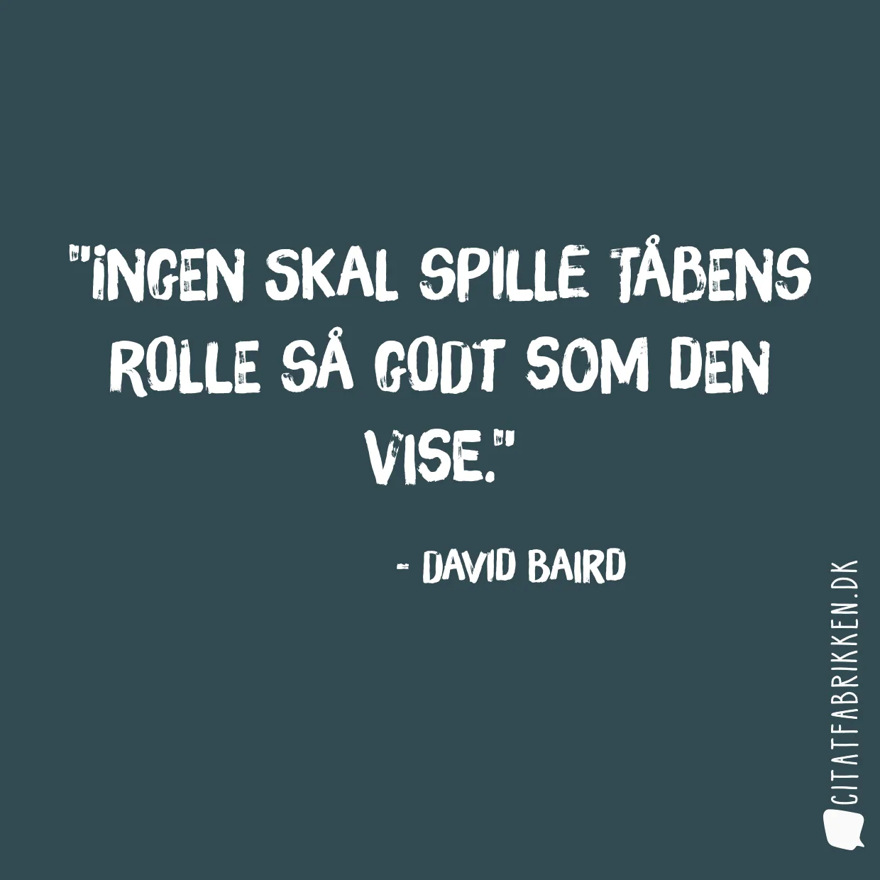 Ingen skal spille tåbens rolle så godt som den vise.