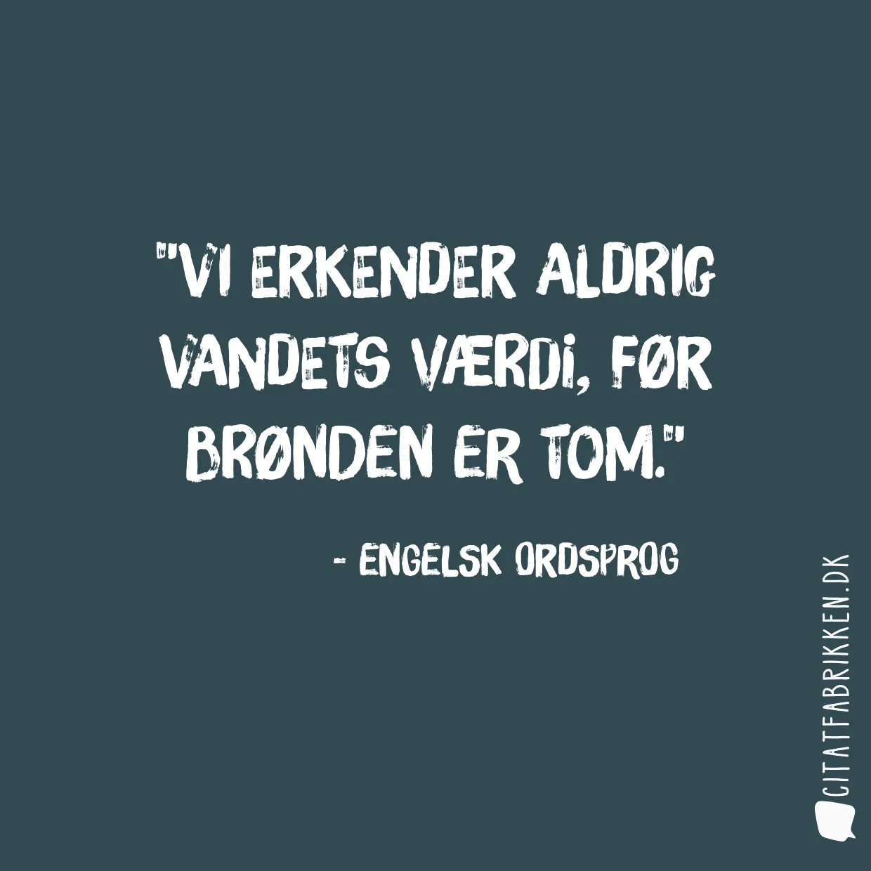 Vi erkender aldrig vandets værdi, før brønden er tom.