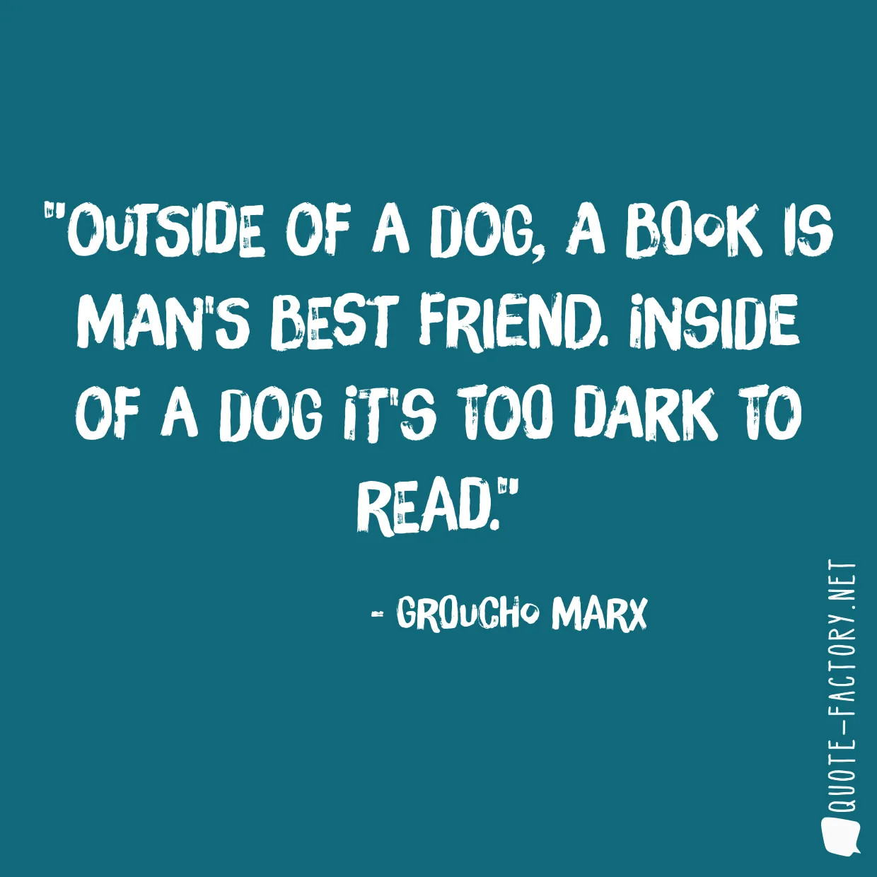 Outside of a dog, a book is man's best friend. Inside of a dog it's too dark to read.