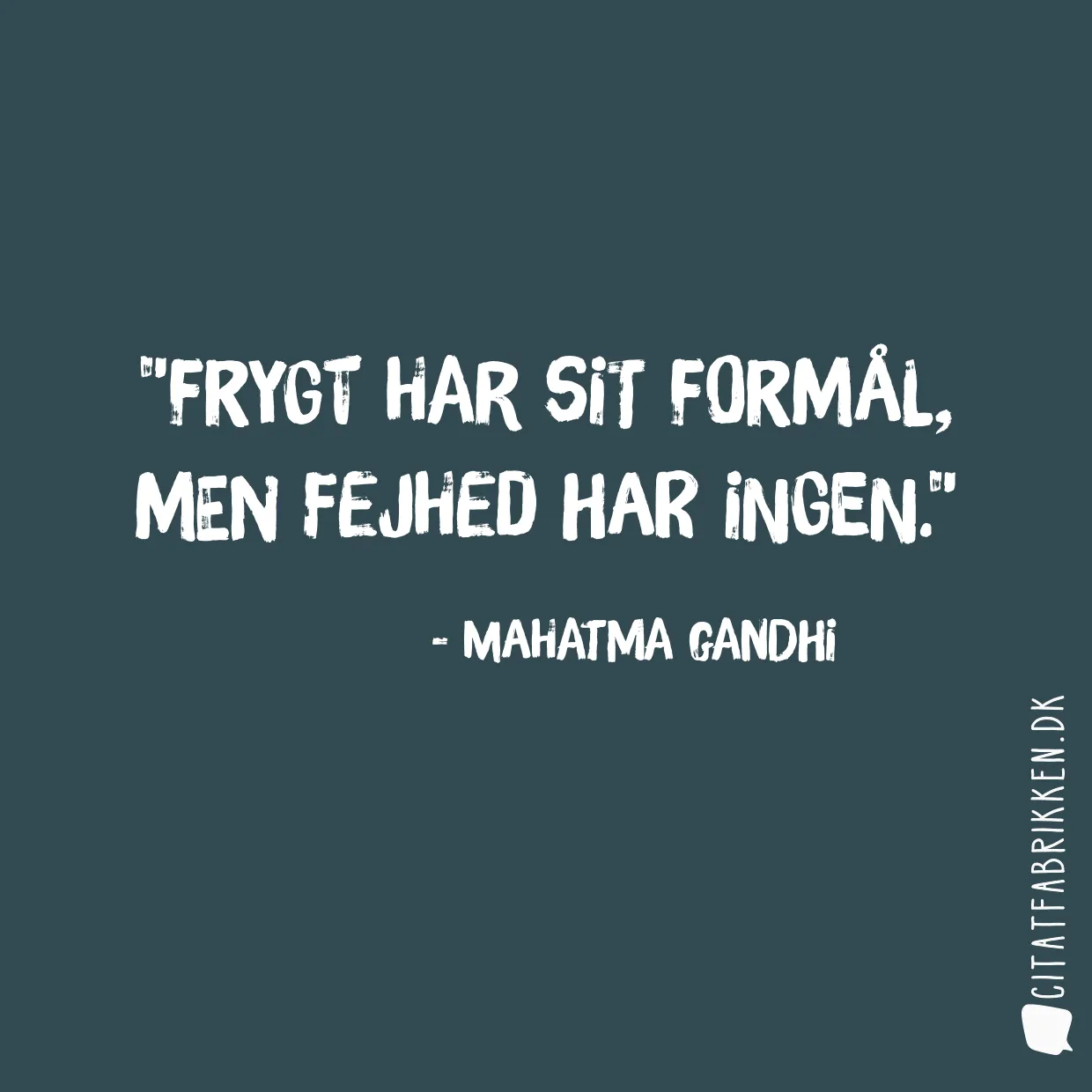 Frygt har sit formål, men fejhed har ingen.