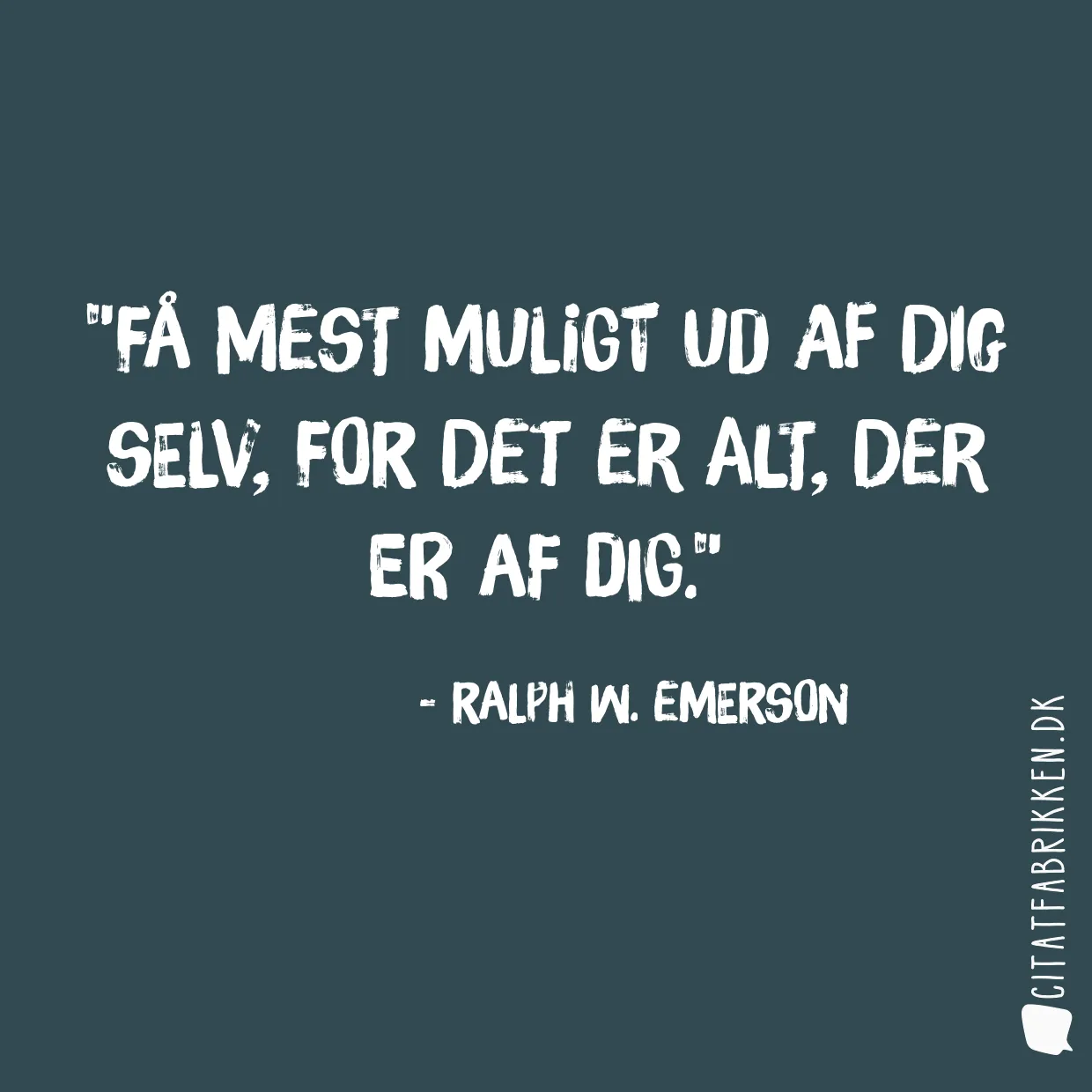 Få mest muligt ud af dig selv, for det er alt, der er af dig.