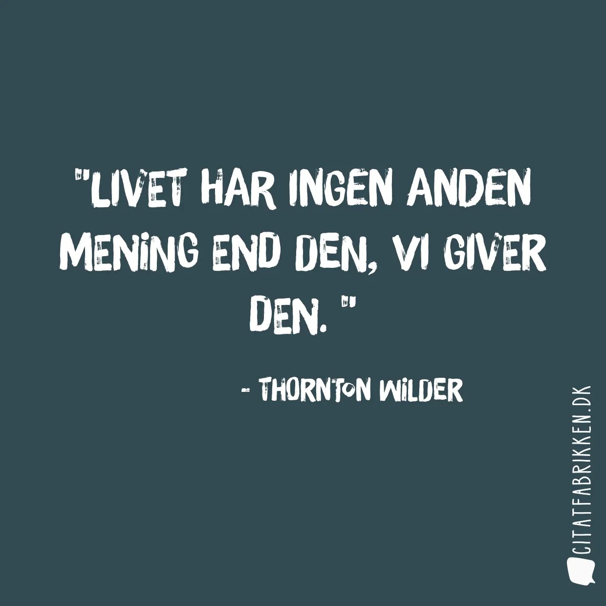 Livet har ingen anden mening end den, vi giver den. 