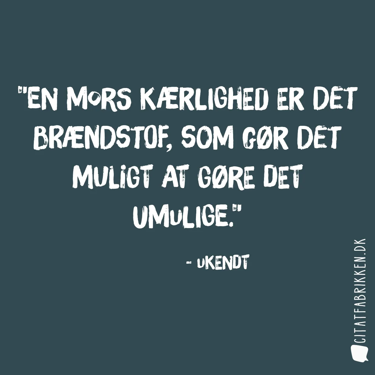 En mors kærlighed er det brændstof, som gør det muligt at gøre det umulige.