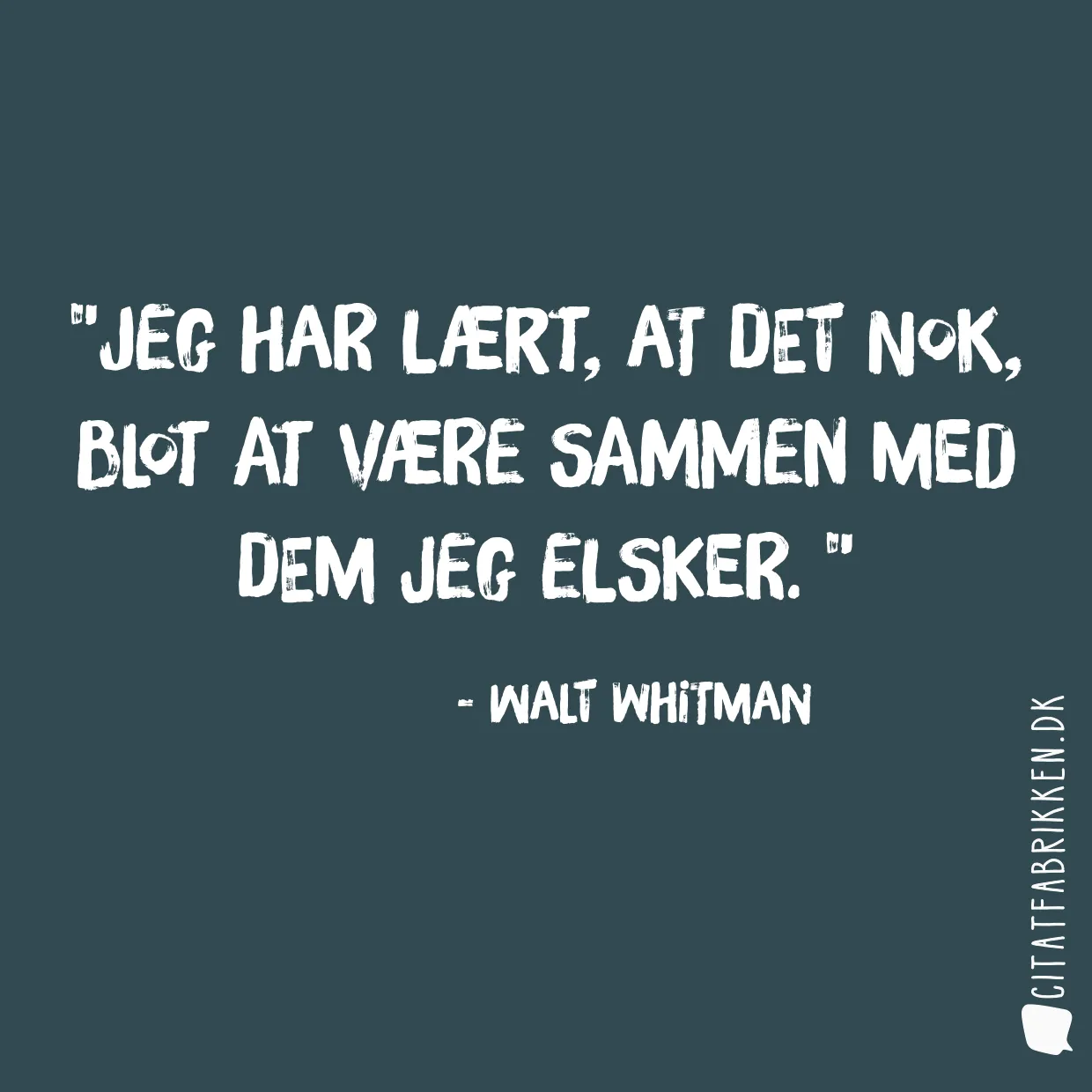 Jeg har lært, at det nok, blot at være sammen med dem jeg elsker. 