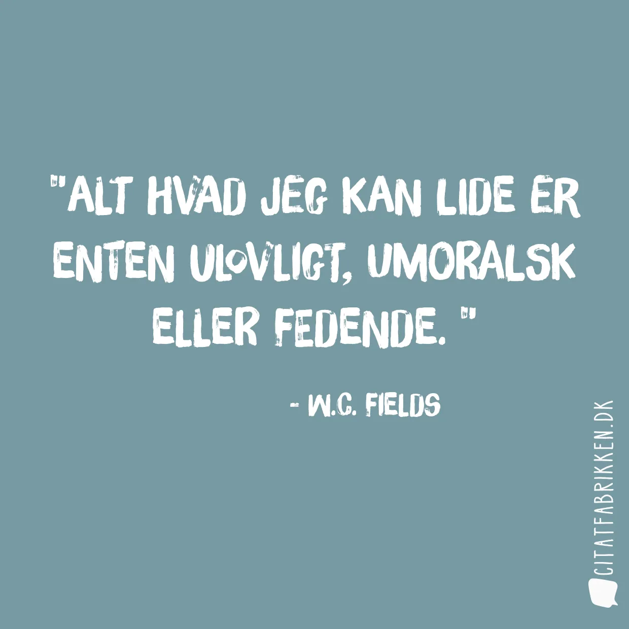Alt hvad jeg kan lide er enten ulovligt, umoralsk eller fedende. 