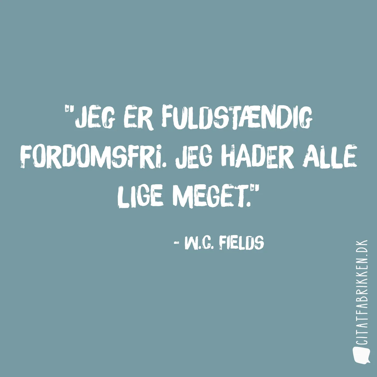 Jeg er fuldstændig fordomsfri. Jeg hader alle lige meget.