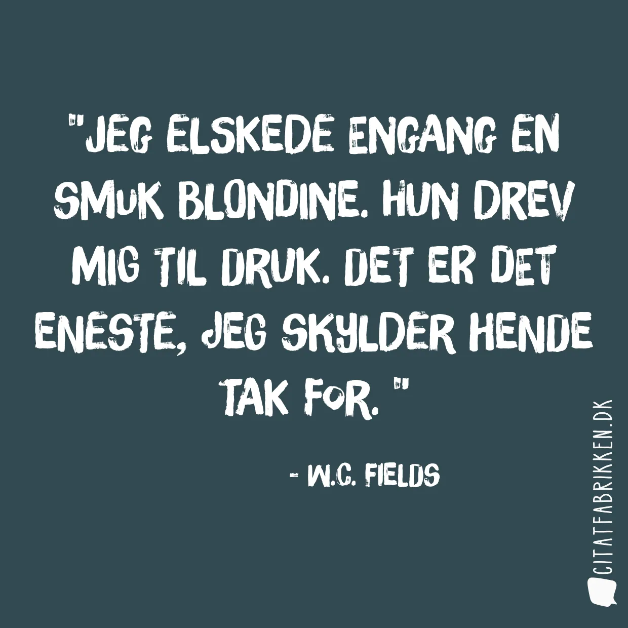 Jeg elskede engang en smuk blondine. Hun drev mig til druk. Det er det eneste, jeg skylder hende tak for. 